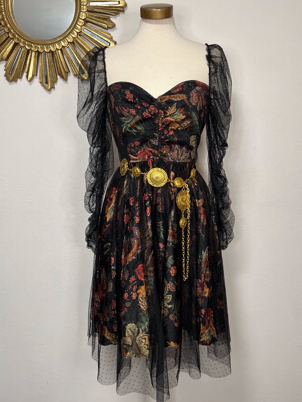 Cara Cara Ritchie Black Floral Mesh Dress